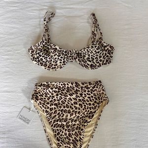 Monday Swimwear Maui Top (S) + Riviera Bottoms (S) in Amur Leopard